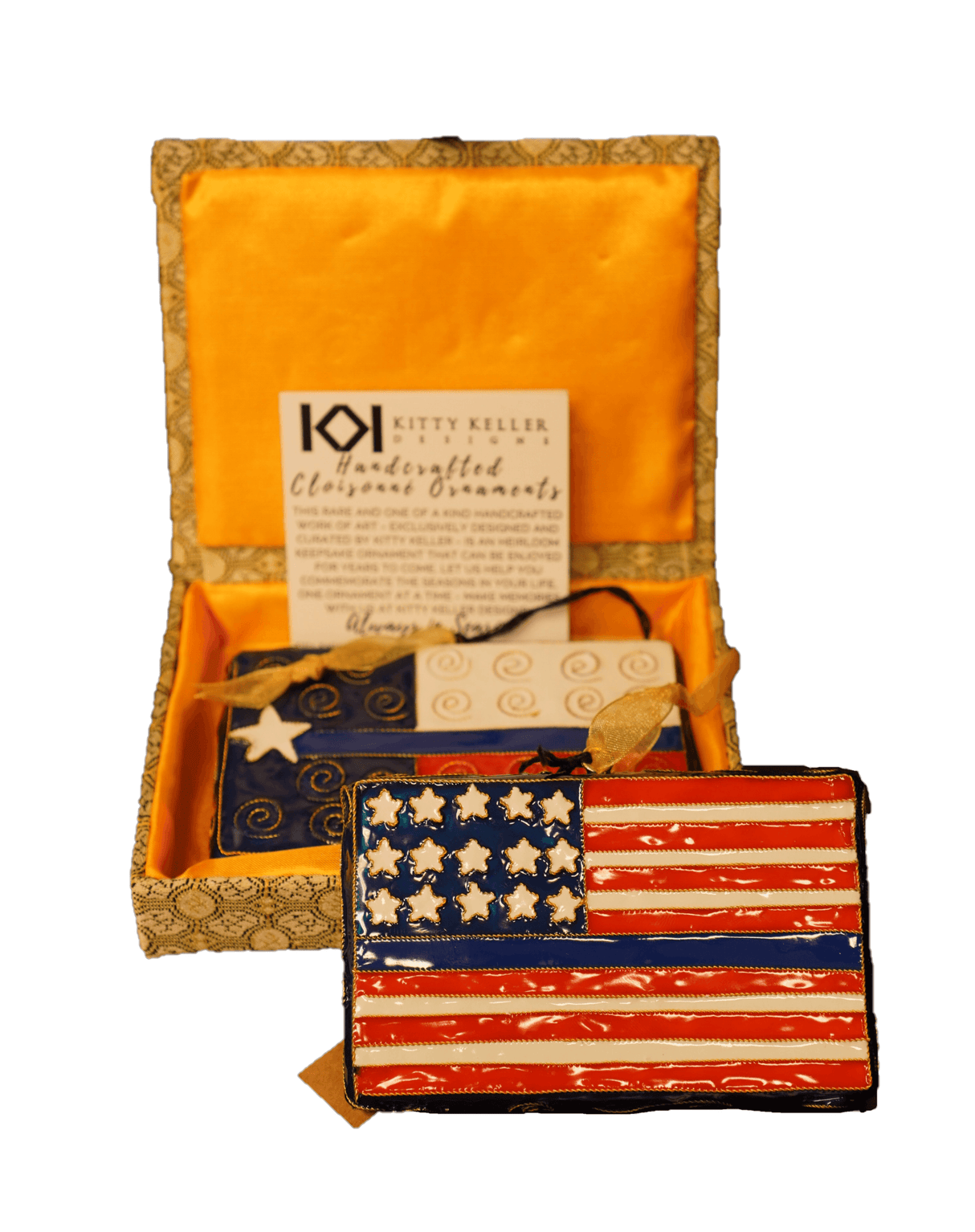 Texas/USA Blueline Flag Ornament