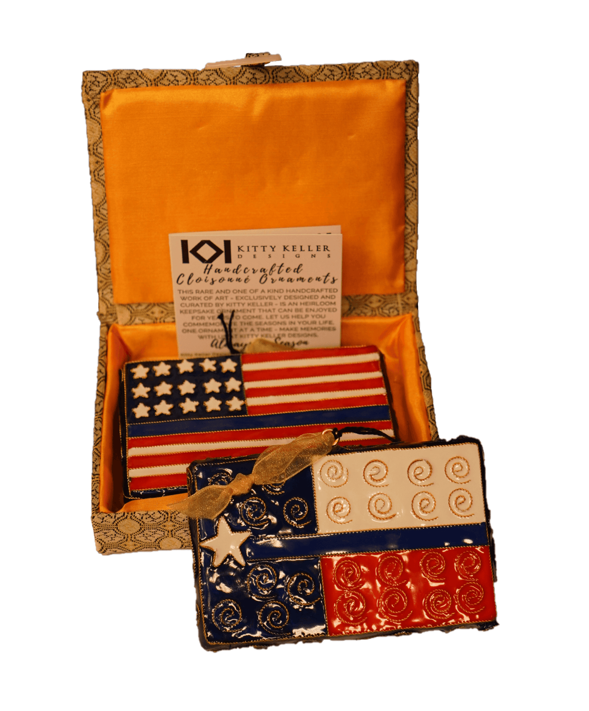 Texas/USA Blueline Flag Ornament